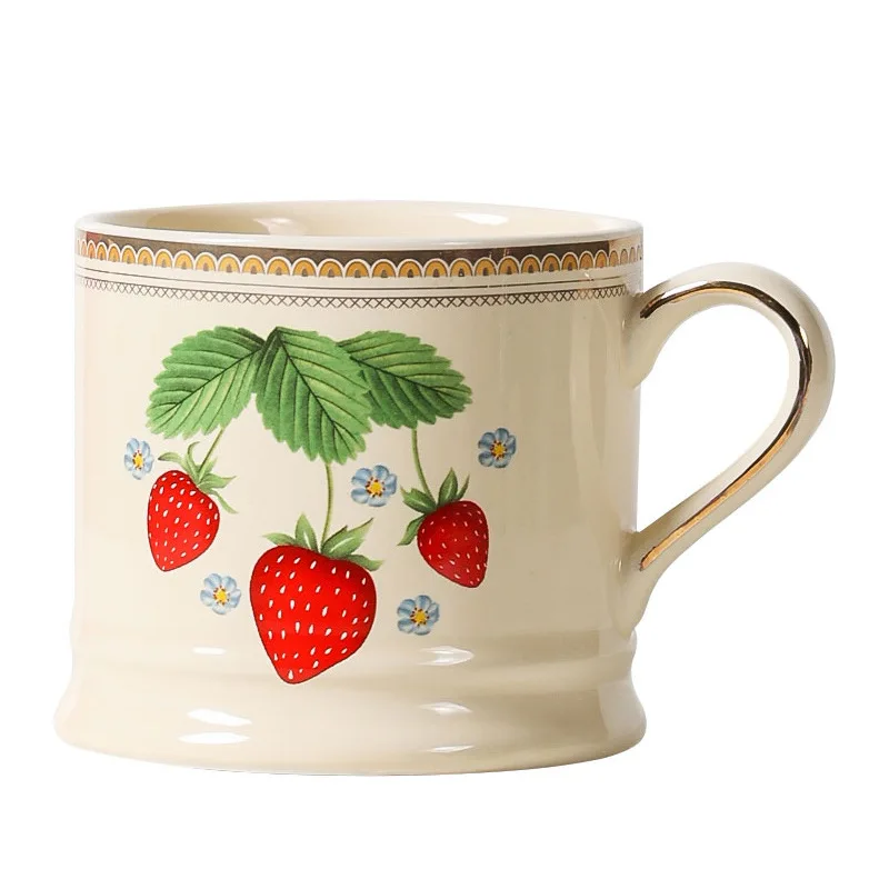Factory Direct Compatible with French Vintage Strawberry Ceramic Cup European High Value Hand Painted Phnom Penh Mug ins