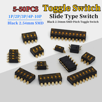 5/50Pcs SMD SMT Slide Type Switch 1P 2P 3P 4P 5P 6P 8P 10P 2.54mm Position Way DIP Black Pitch Toggle Switch Black Snap Switch