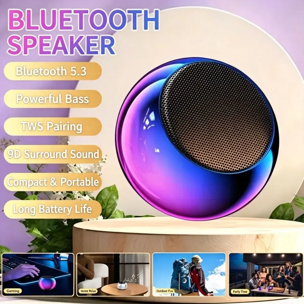 Mini Bluetooth Speaker Keychain Dual Color Compact Size Wireless Speaker Keychain Metal Shell Stereo Sound