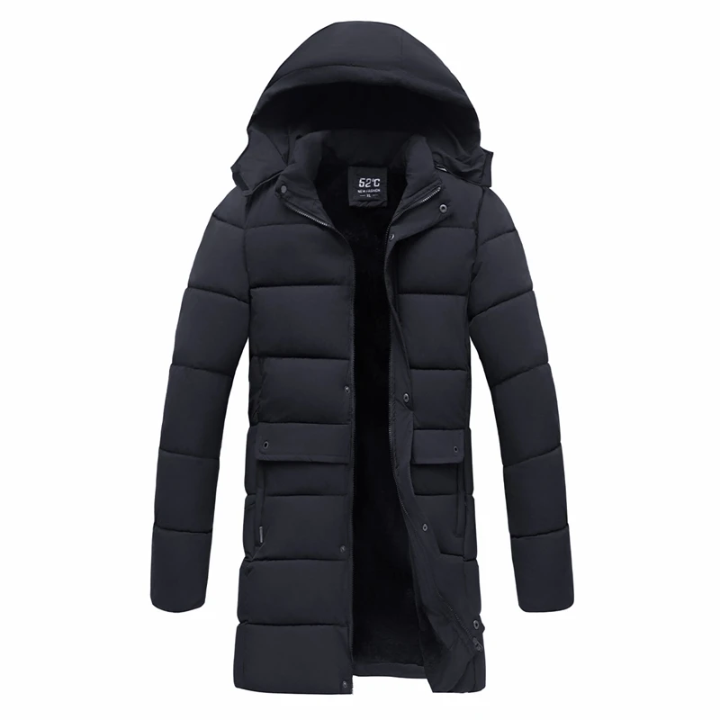 

Winter Detachable Hat Warm Fleece Jacket Parkas Casual Hooded Thick Cotton Jacket Medium Long Waterproof Thermal Parka JJ653