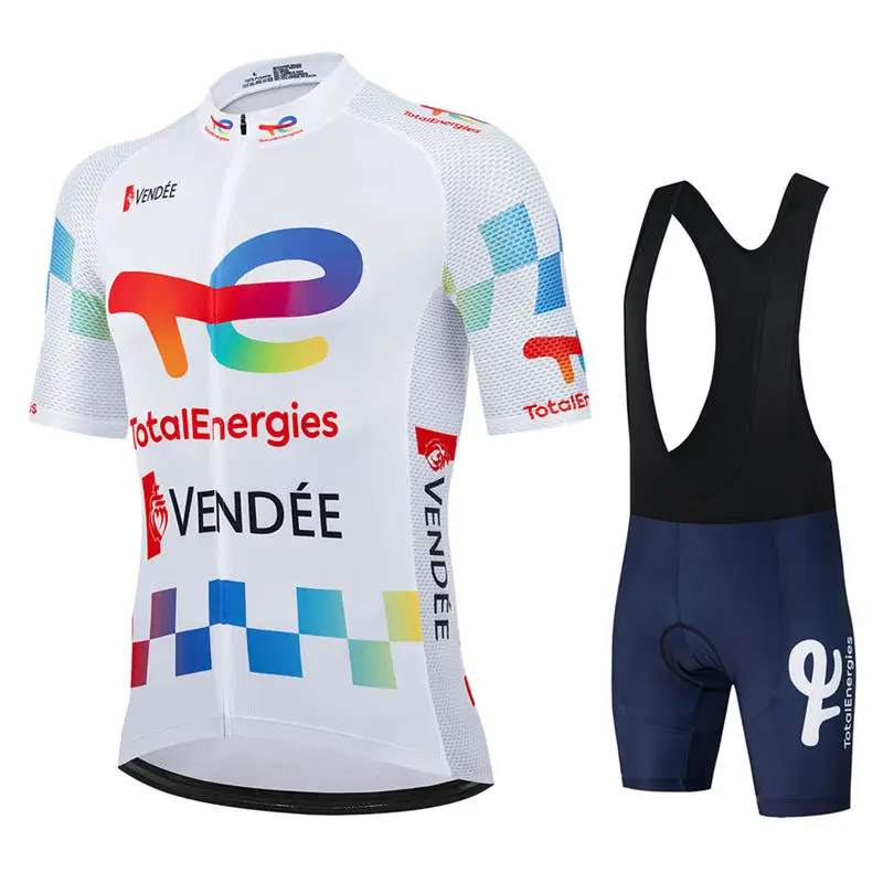 Total Energies-Conjuntos de camisetas de ciclismo para hombre, manga corta, equipo profesional, ropa para bicicleta de carretera, traje con pechera transpirable para bicicleta MTB, verano