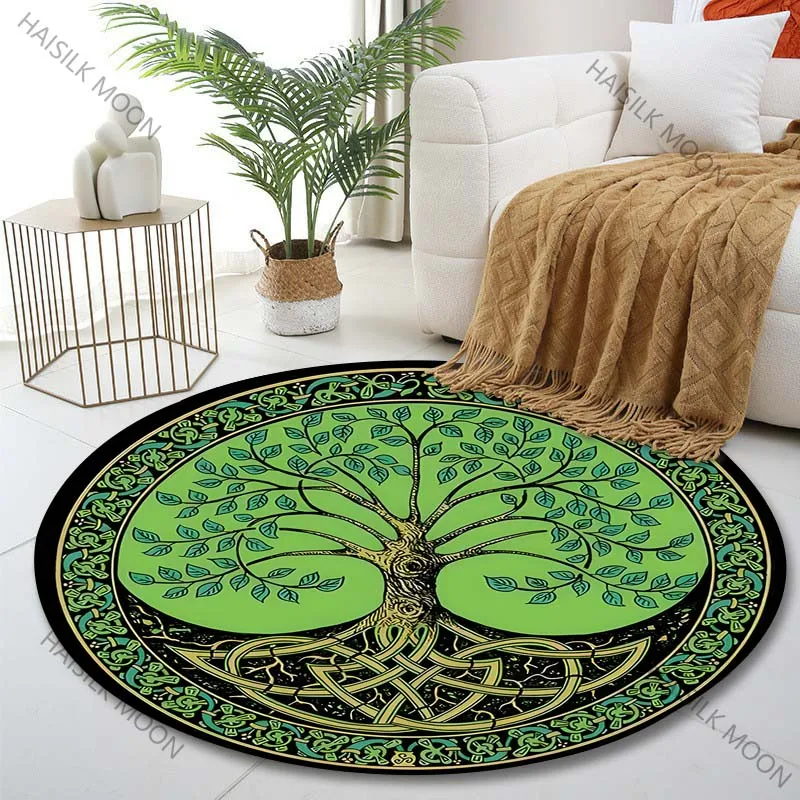Multiple sizes Tree and Celtic Knot Print Round Carpet Living Room Bedroom Table Chair Sofa Decorative Carpet Luxury gifts