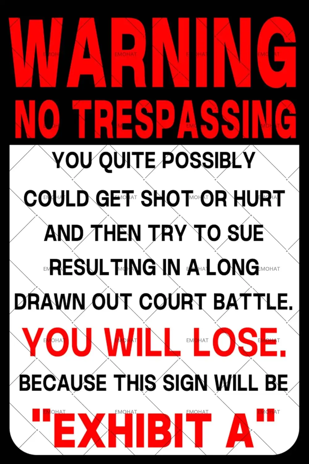 EMOHAT Warning No Trespassing Metal Tin Sign Vintage Wall Art Decor  In | Aluminum Sign, Perfect For Farm Garage Man Cave Kitche