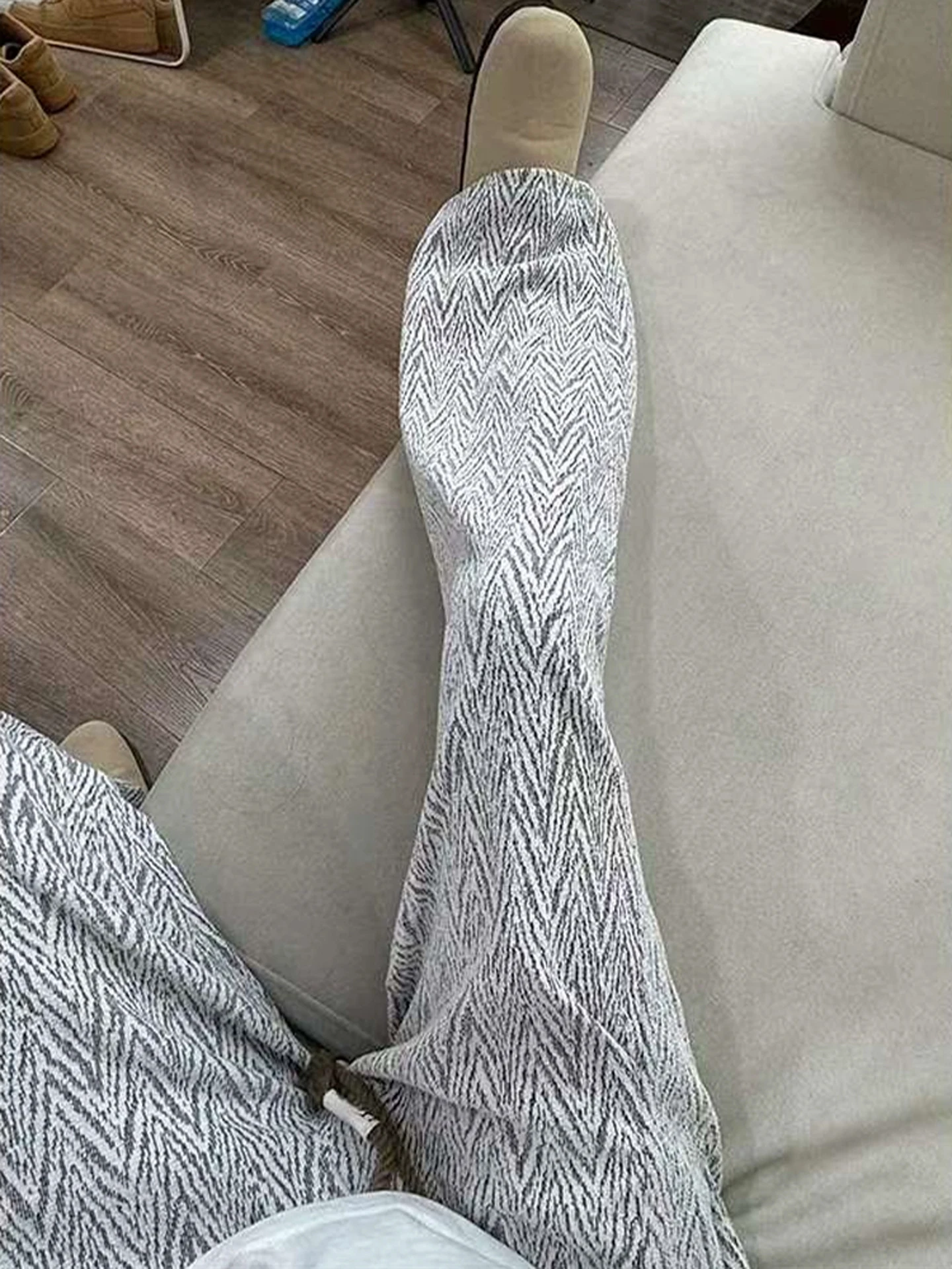 

American Style Zigzag Pattern Men's Casual Pants Flared Legs Straight Leg Sporty Trousers Autumn Comfortable Loose Fit