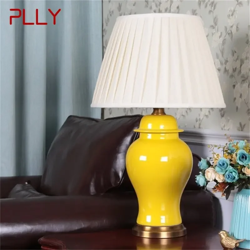 PLLY Ceramic Table Light Brass Contemporary Luxury Desk Lamp LED For Home Bedside Bedroom