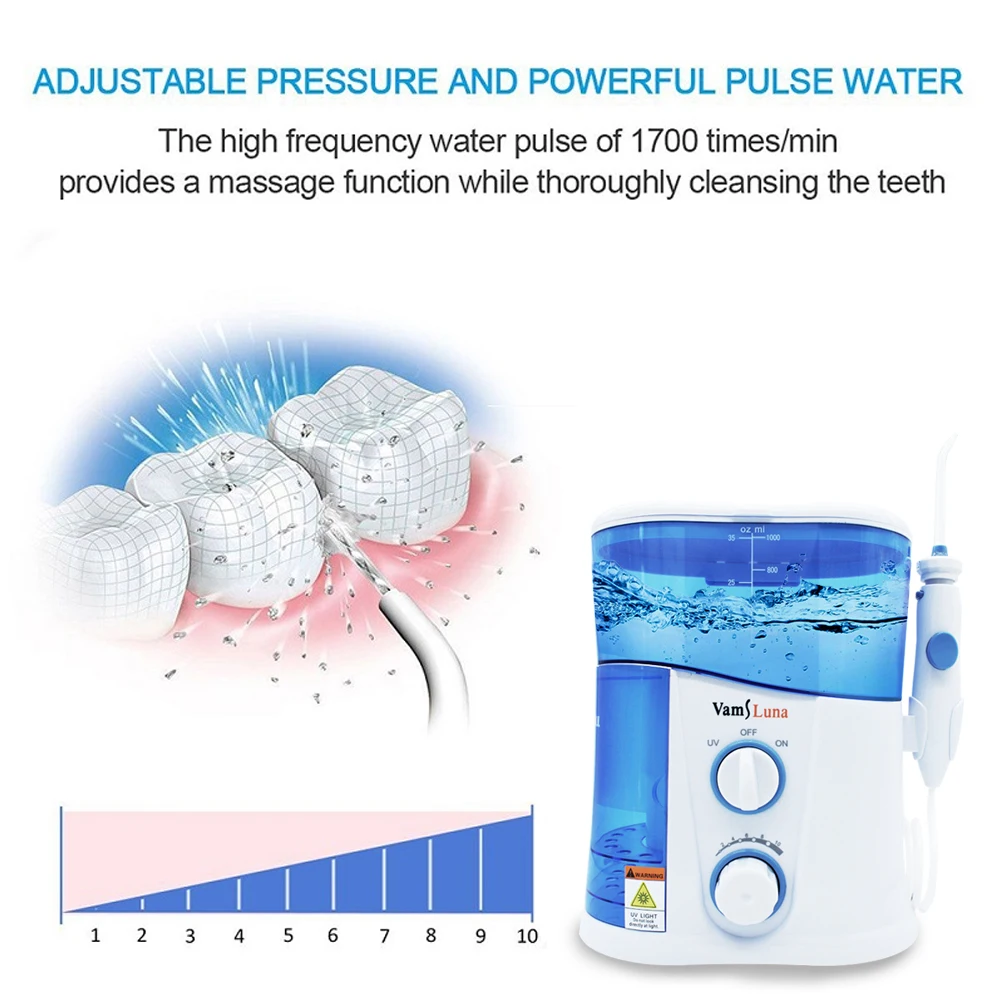 Electric Water Flosser Water Flossing Dental Oral Irrigator for Teeth Cleaning Professional Floss 1000L with 7 Tips