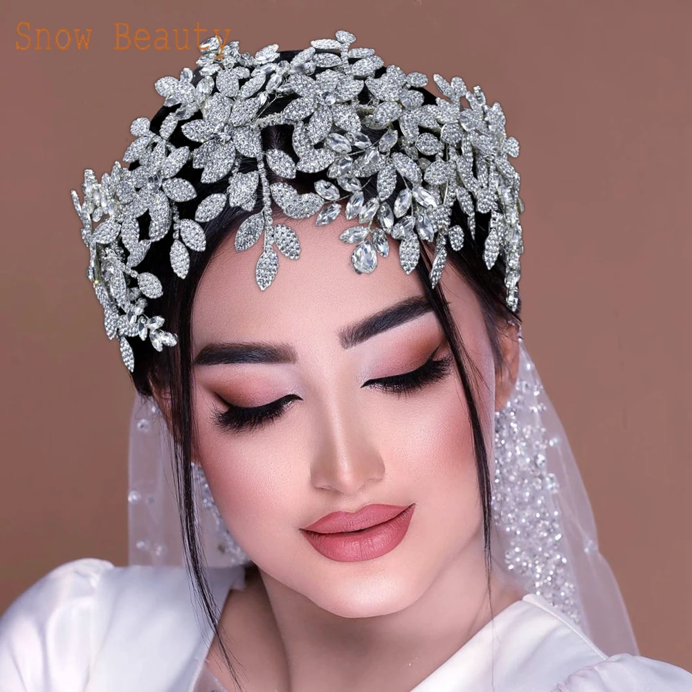 DZ027 Luxury Leaves Wedding Tiaras and Coronnas Bridal Head Jewelry Trendy Girls Headpiece  Hair Accessories for Women Diadem