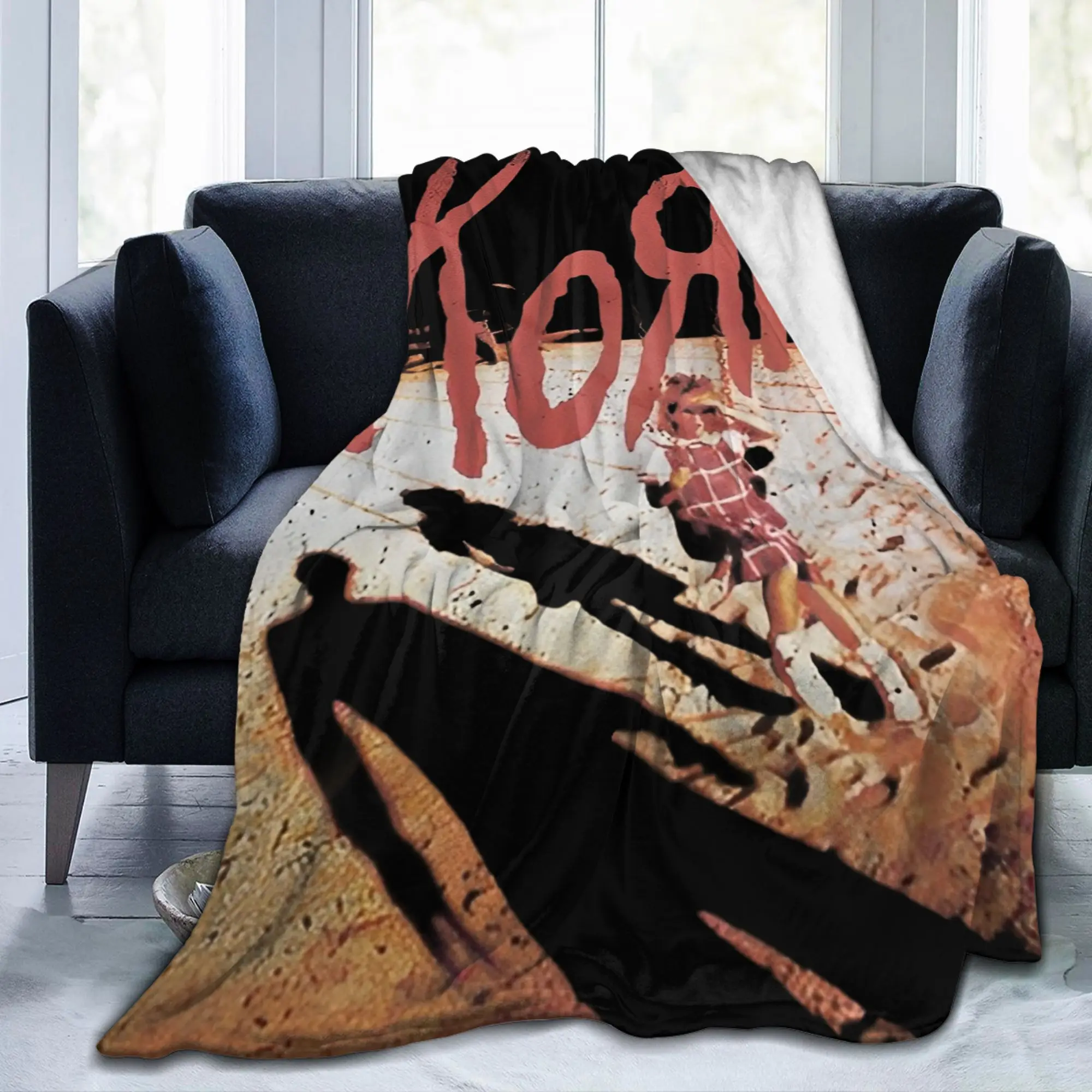 Korns Fleece Throw Blanket Metal Rock Music Blankets for Bedding Travel Lightweight Thin Bed Rug