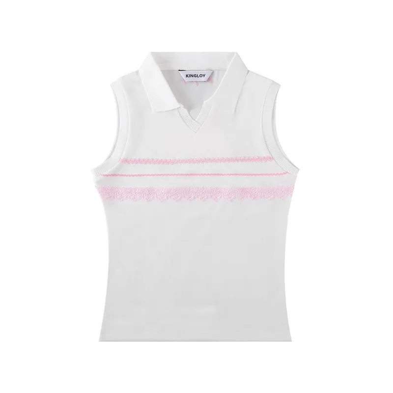 KINGLOY American vintage 25 summer golf sleeveless lace polo shirt summer fashion sports women's wear