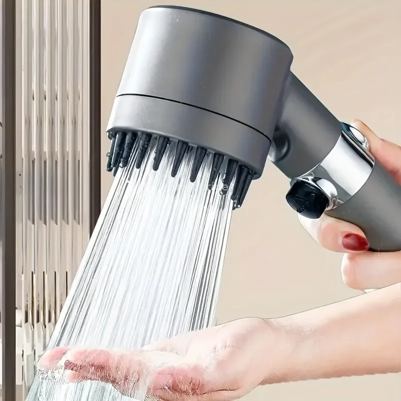 Shower Head Wiper High Pressure Bathroom Accessories 4 Modes Water Saving Nozzle Powerful Pressurized Spa Handheld Showers