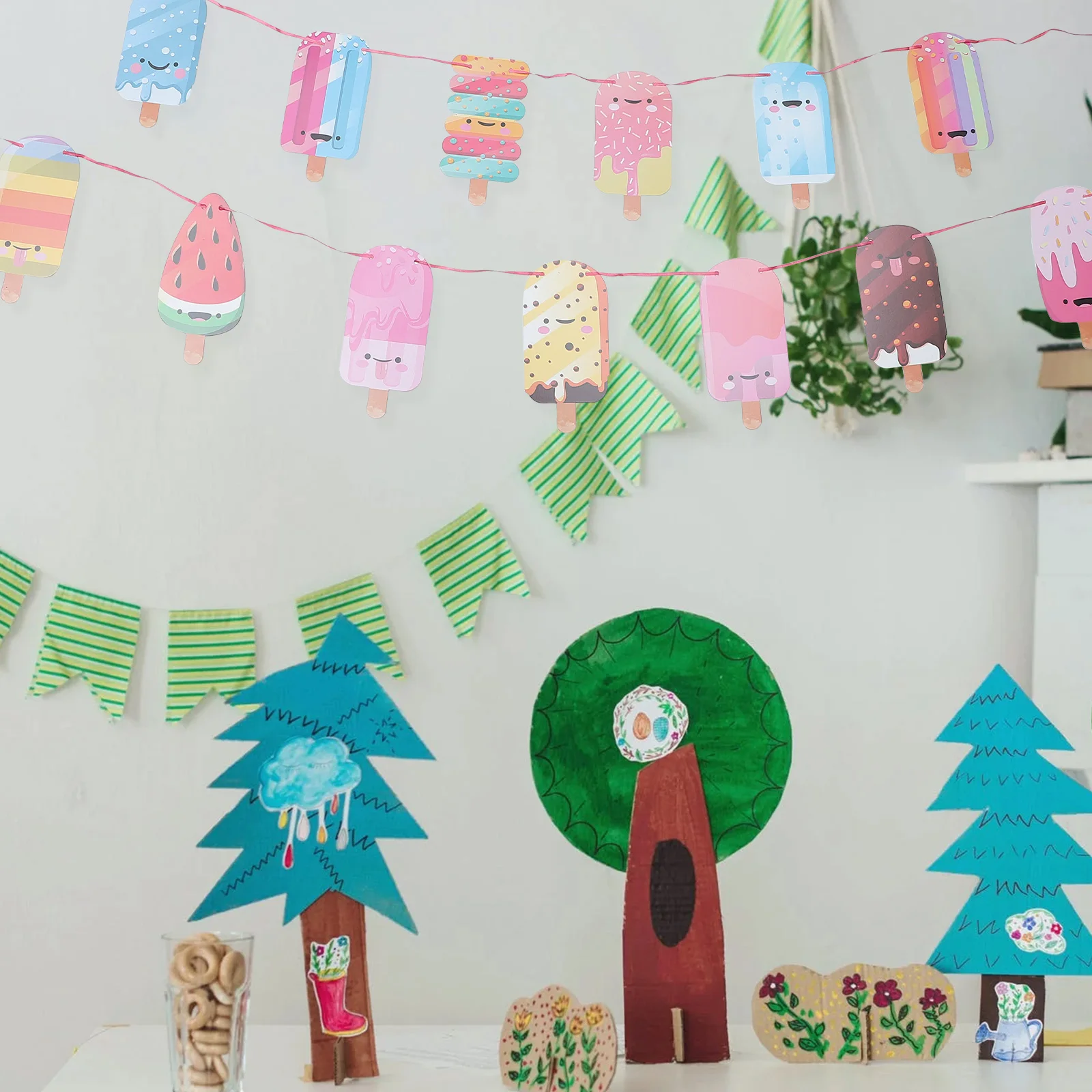 

Ice Cream Banner Birthday Decorations Garland Favors Party Supplies Lightweight Photo Props Celebrations Activities
