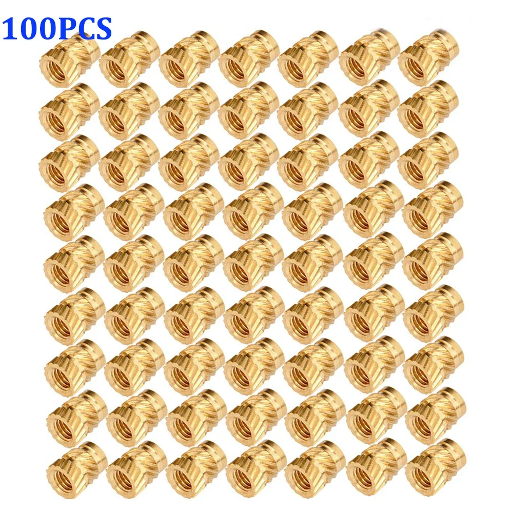 100pcs M3 Thread Knurled Brass Threaded Heat Set Heat Resistant Insert Embedment Nut for 3D Printer M3x5x4 Voron 2.4