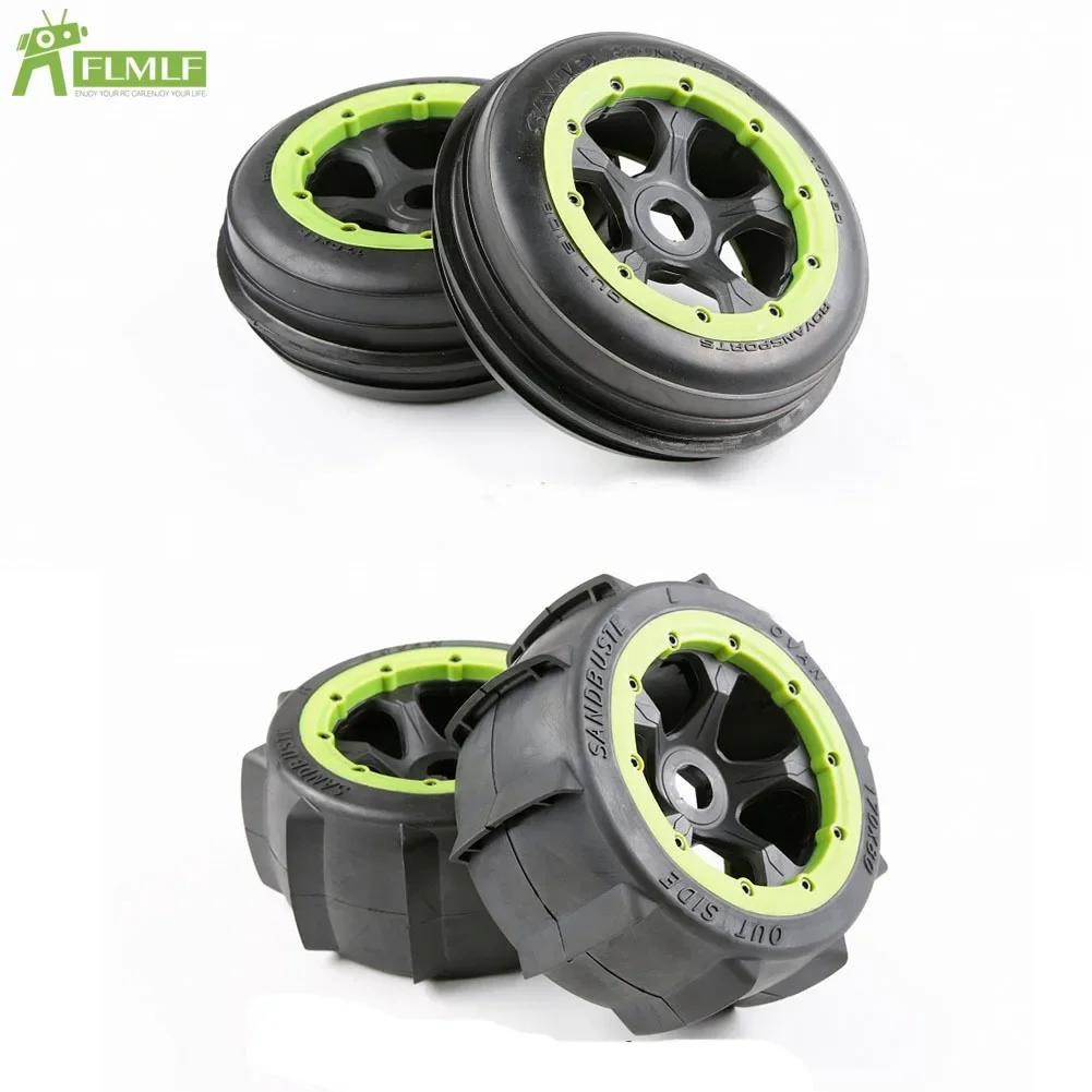 Sand Paddles Desert Front Rear Wheels Tires Assembly Set Fit for 1/5 HPI ROFUN BAHA ROVAN KM BAJA 5B SS Rc Car Toys Games Parts