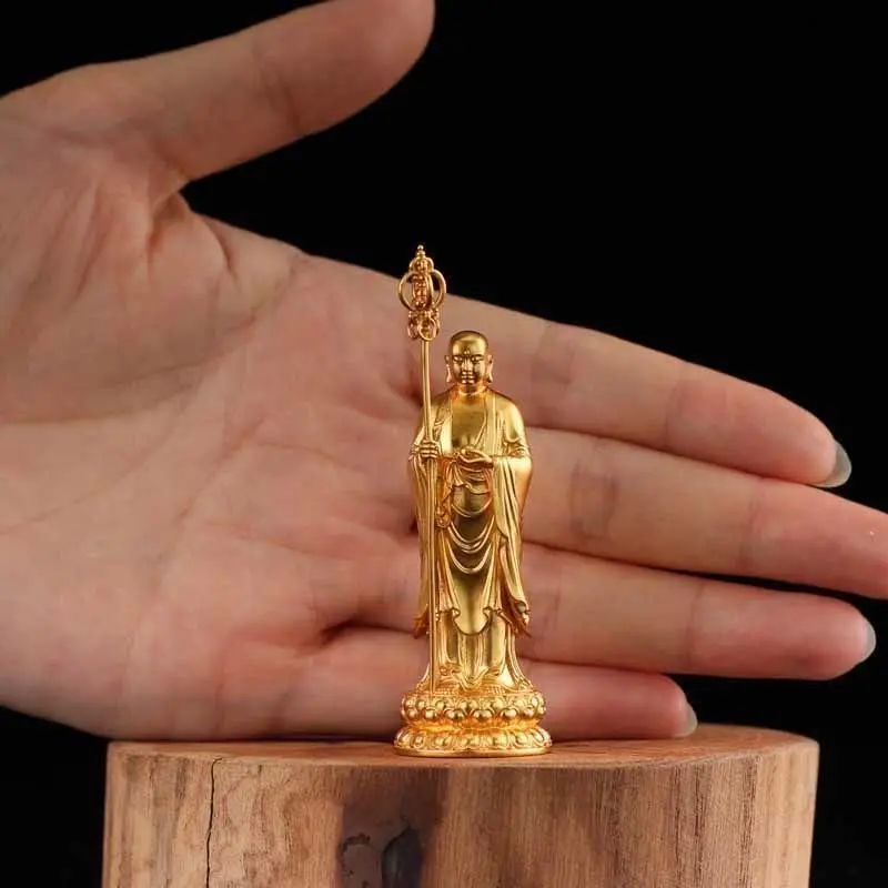 CZ brass Jizang King Bodhisattva ornament Jiuhua Mountain sitting lotus genuine home offering Buddhist hall statue decoration