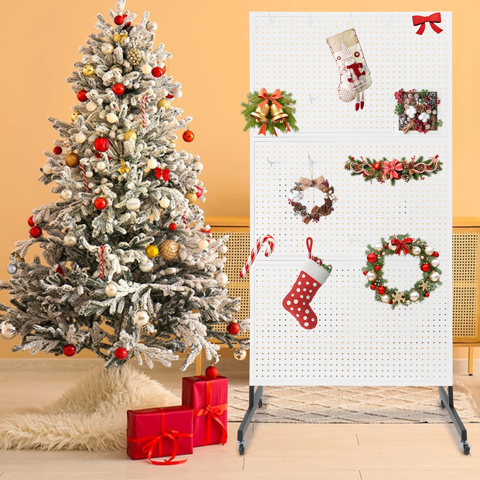 

Pegboard Display Stand Pegboard Organizer Display Diy Pegboard Kit Tool Storage Free Standing Panel Board Rack With Wheel
