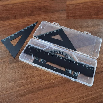 사각형 삼각형 눈금자 알루미늄 합금 각도기 세트, 학생 드로잉 눈금자, 2 가지 색상, 4 개/세트