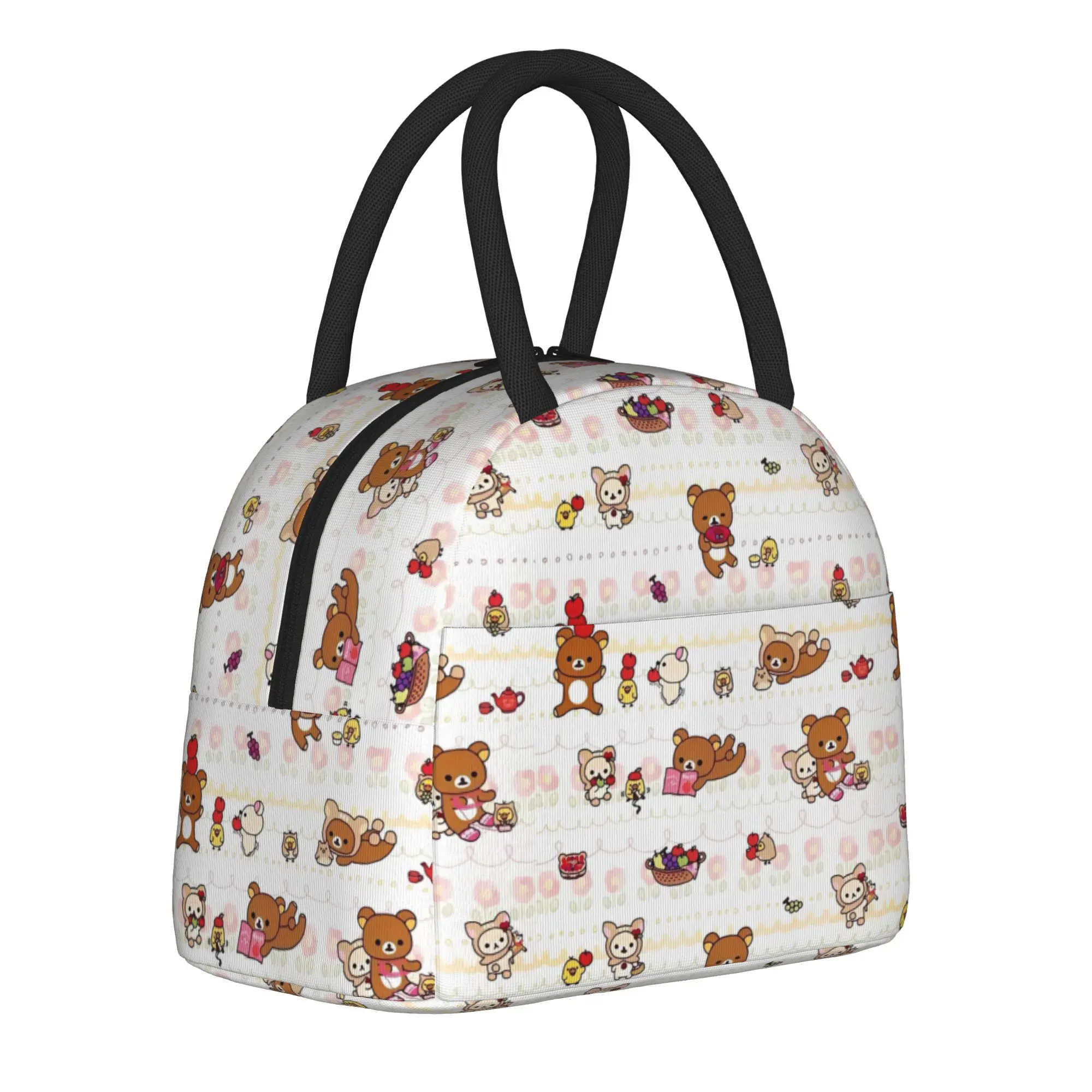 Funny Bear Cat Rilakkuma Insulated Lunch Bag Large  Reusable Cooler Bag Tote Lunch Box Office  Picnic Men Women