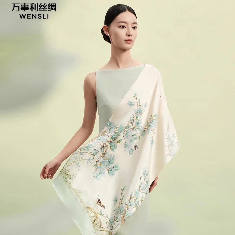 Wensli Silk Scarf for Mothers - Twelve Flower Goddess Series Mulberry Silk Long Scarf & Shawl