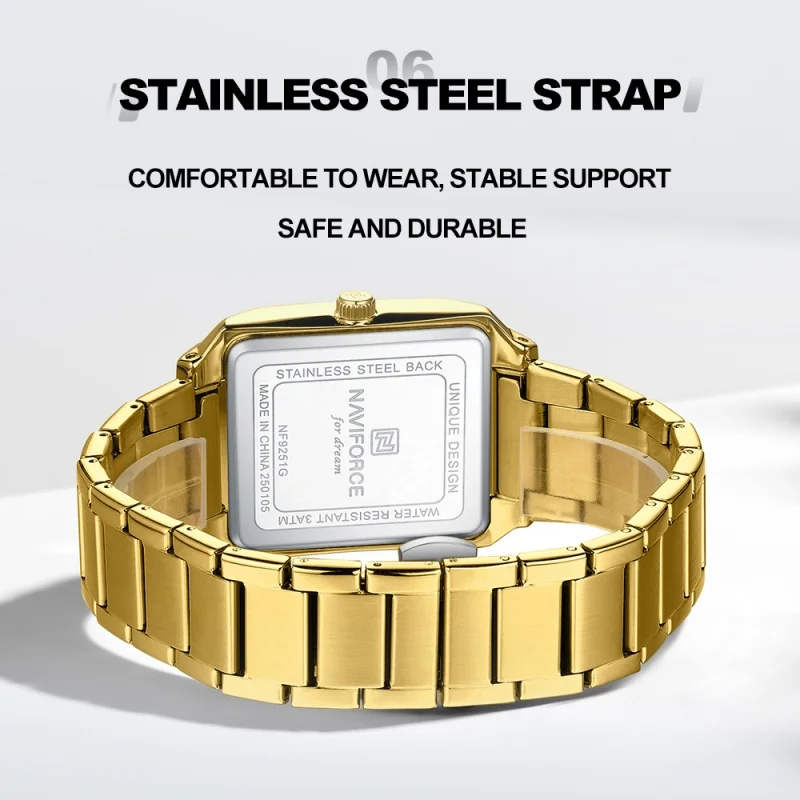 NAVIFORCE زوجين ساعة تذكارية يوم هدية كوارتز عشاق ساعة 3ATM مقاوم للماء مؤشر مضيئة الفولاذ المقاوم للصدأ حزام الساعات 9251GL