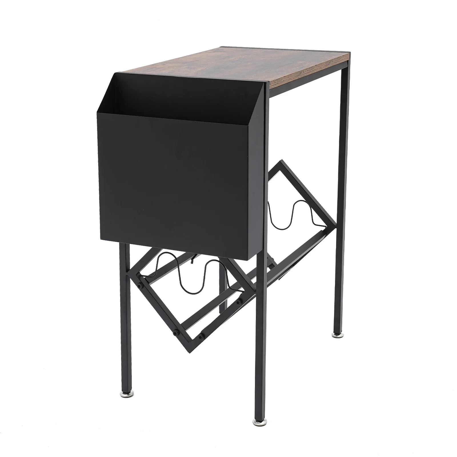 2 Tiers Large Record Storage Rack Floor Mount Adjustable Feet with High Load-bearing Capacity