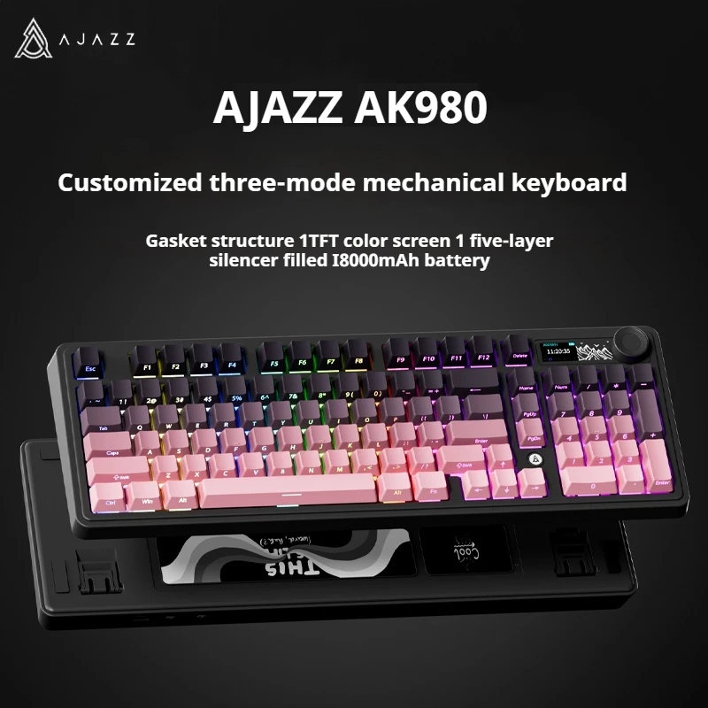 

Ajazz Ak980 Mechanical Keyboard 98 Keys Bluetooth Wireless Rgb Three Mode Hot Swap Pbt Gasket Wired Gaming Keyboard Pc Laptop