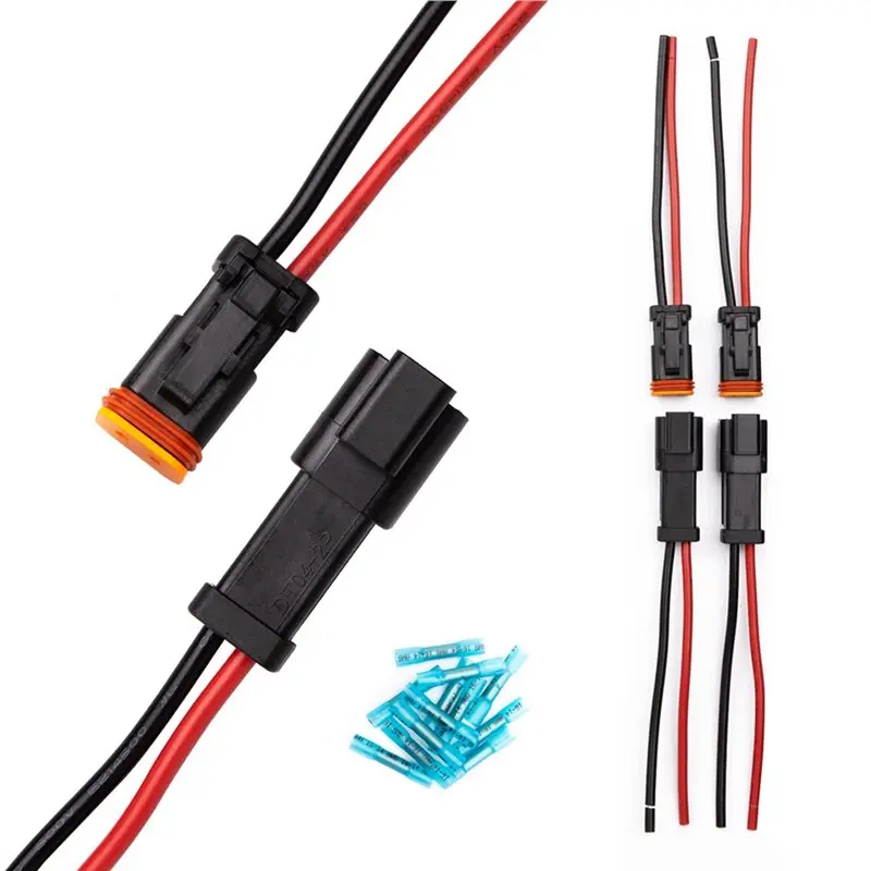 NEW HOT in Stock-30 Pair DT 2 Pin Pigtail Kit Male Female Connector Adapter Socket Wiring Harness For LED Work Light Bar