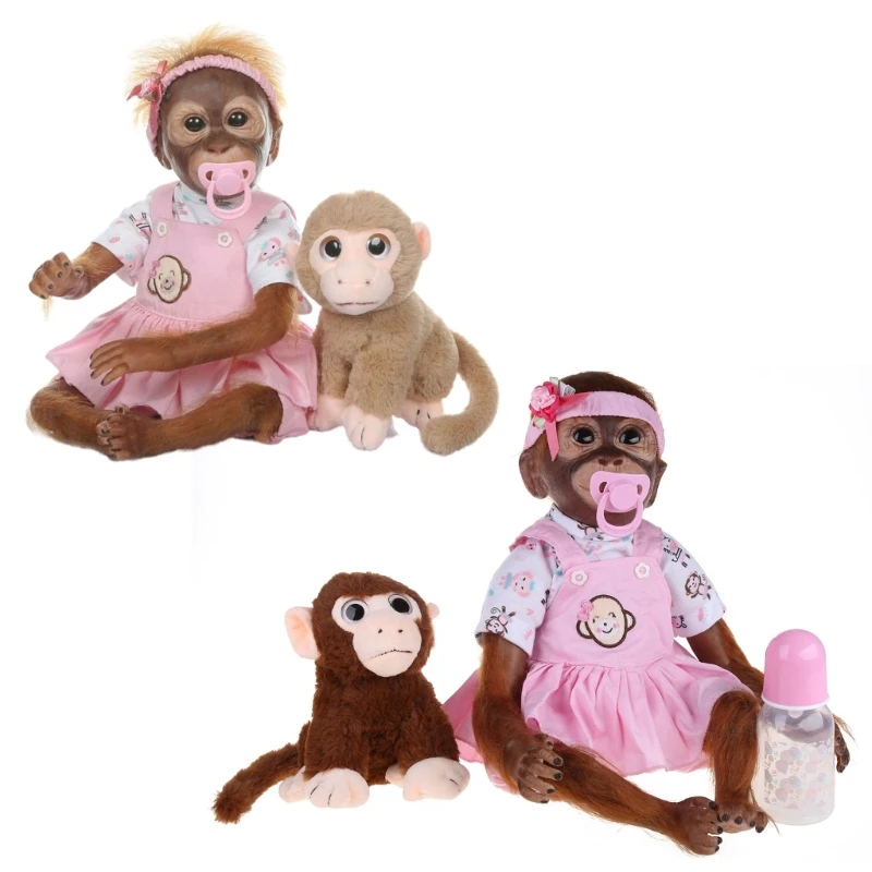 20.5 inch 52 for cm Baby Dolls Lovely Monkey for Doll Soft Silicone Cotton Body Comfortable Mohair Realistic