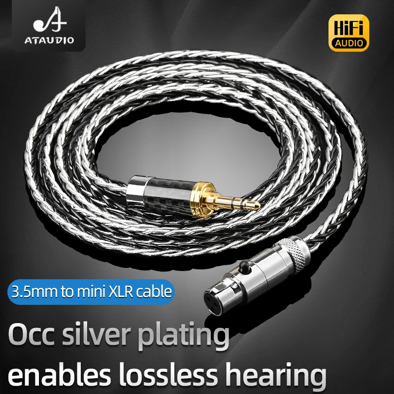 Kabel słuchawki hi-fi ATAUDIO OCC posrebrzany 2.5 3.5 4.4 6.5mm do Mini XLR zbalansowany kabel do słuchawek dla serii AKG Q701 H118