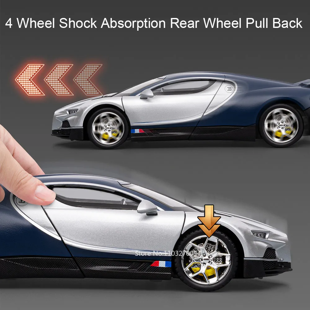 Tourbillon Revuelto a escala 1:24, modelo fundido a presión, juguetes, coches, puertas, sonido abierto, luz, modelos en miniatura, regalo de cumpleaños para niños
