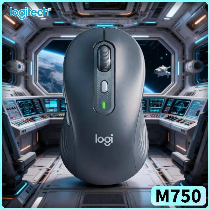Logitech M750 Signature Ergonomic Mouse - Soft Grips Quiet Clicks 3-Device Sync 24-Month Battery 10m Range Daily Work Helper