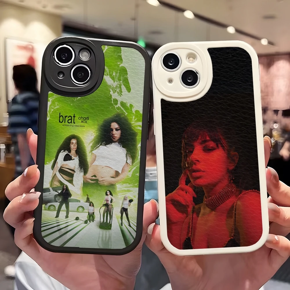 Singer C-Charli XCX BRAT Phone Case For Iphone 15 Pro 14 Pro Max 11 13 12 Mini X Xr Xs 8 Puls Se Lambskin Silicone Cover