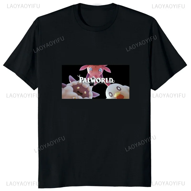 الرجال والنساء لعبة الكمبيوتر Palworld المطبوعة تي شيرت ، أزياء غير رسمية ، ملابس الشارع ، الهيب هوب ، نمط hajuku ، Y2k ، تنفس ، الشارع الشهير #4
