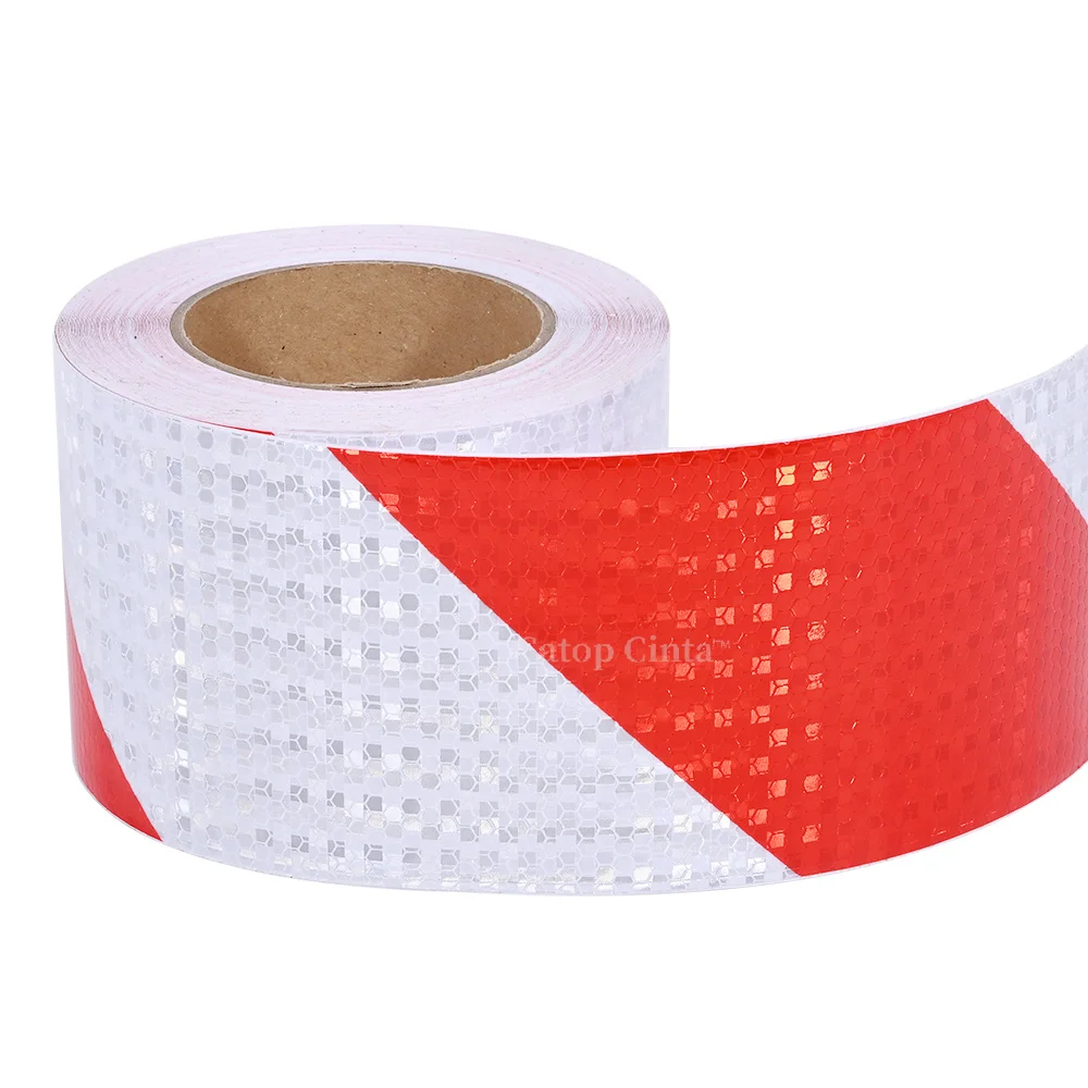 10cm*5M White-Red Twill Reflective Tape Waterproof Reflectors Conspicuity Safety Stickers Adhesive Strips For Trailer Car Trucks