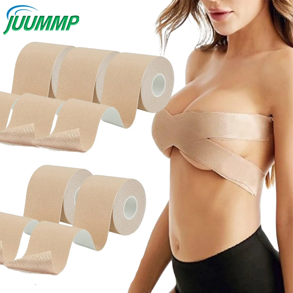 5Roll Tape Skin Color (DIY Lift Boob Job,Push up Breast) Kinesiology Tape Body Tape,Breast Tape,Bra Tape,Foot Tape & Waterproof