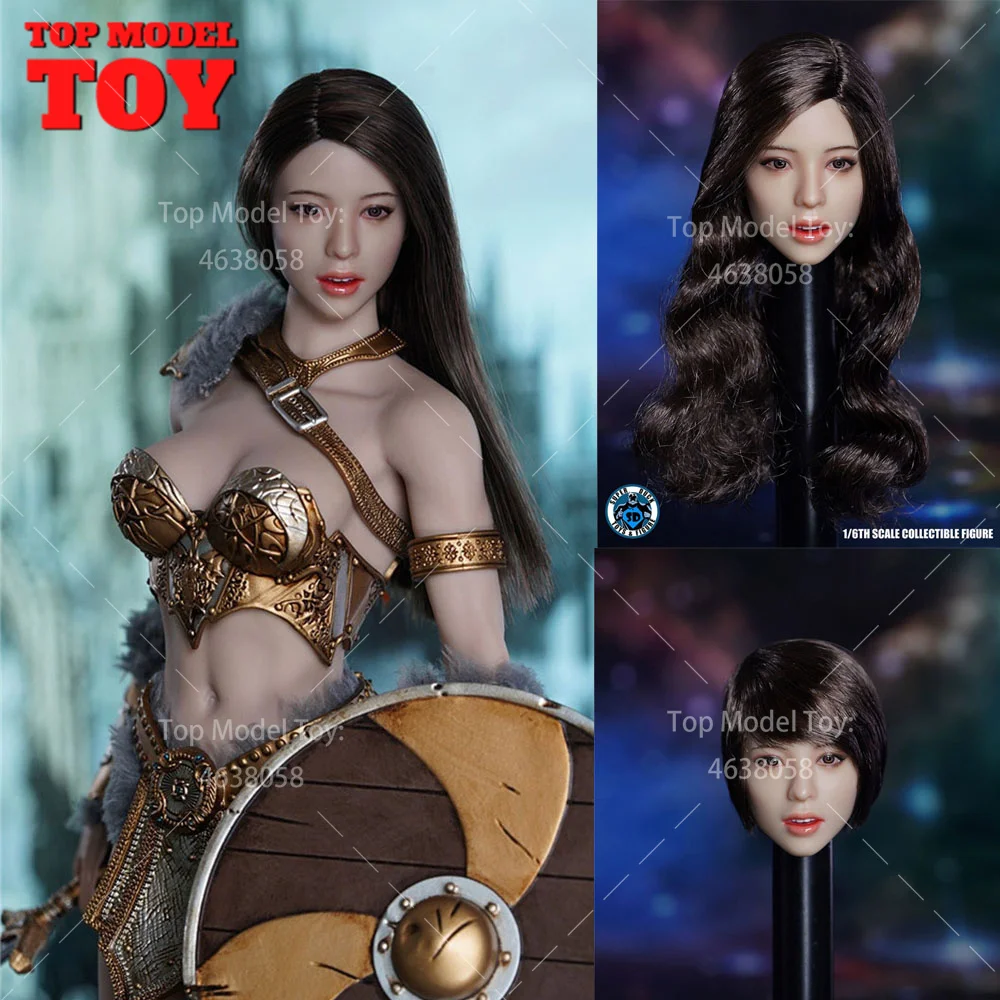 SUPER DUCK SDH023 1/6 Asian Pretty Girl Head Sculpt Carving Model Fit 12'' Suntan Skin Female Soldier Action Figure Body Dolls