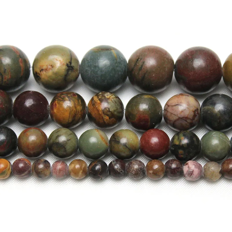 Natural Stone Beads Red Picasso Jasper Loose Round Beads 4 6 8 10 12mm for Jewelry Making Needlework DIY Bracelet Strand  15