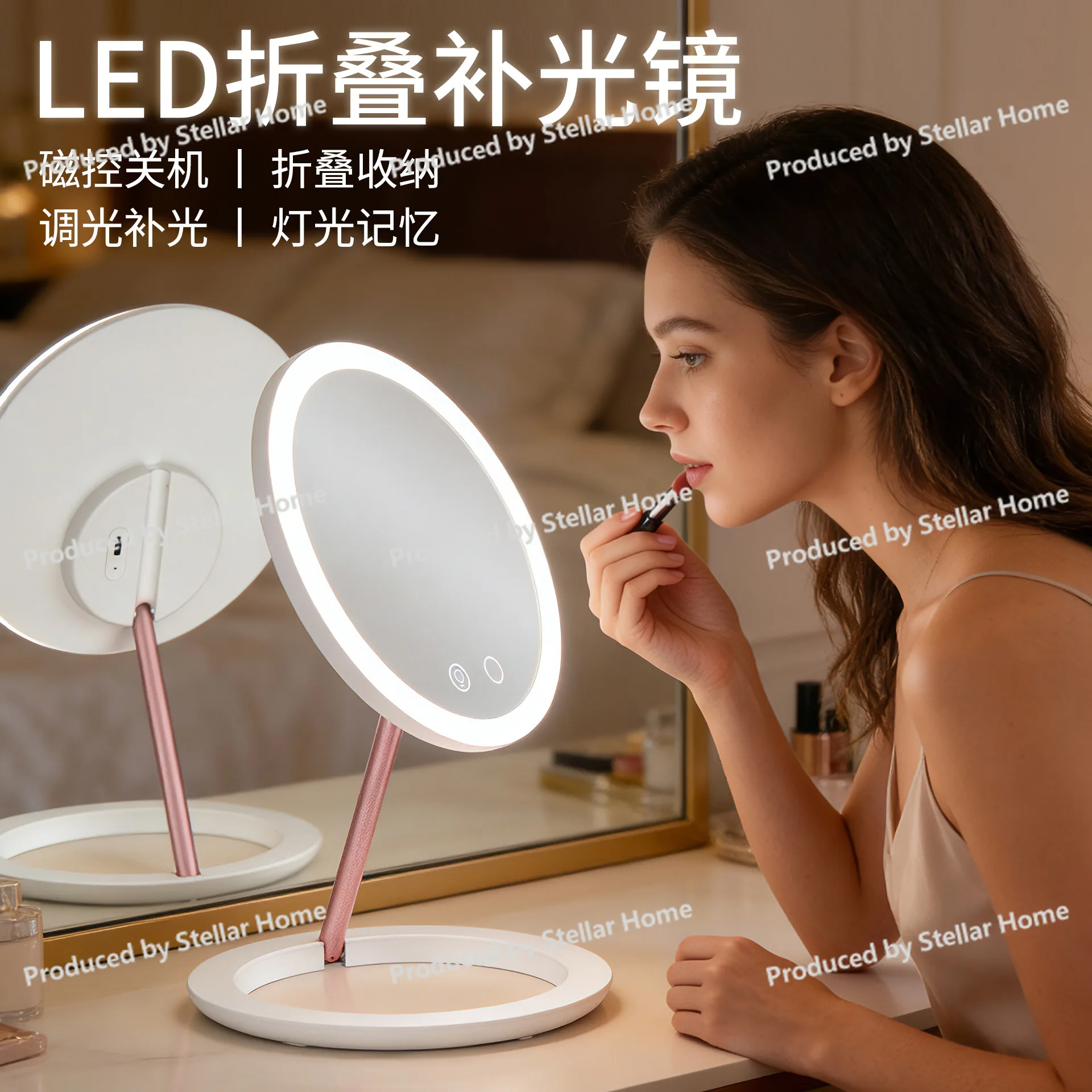 Foldable Portable Travel LED Makeup Mirror with Light, Portable Adjustable Mirror, Foldable Makeup Mirror