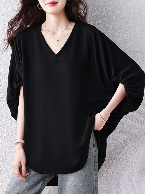 

Summer New Fashion plus Size Loose Women's Shirt Cover up Versatile Elegant Style Casual Wind Resistant Short Sleeve Neck