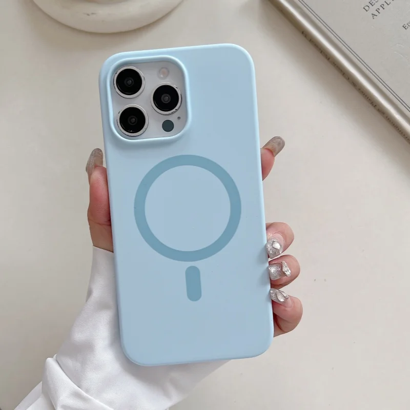 حافظة فاخرة من السيليكون السائل الفلوريسنت المغناطيسي لهاتف Magsafe لهاتف iPhone 16 15 14 13 12 Pro Max Plus غطاء شحن لاسلكي