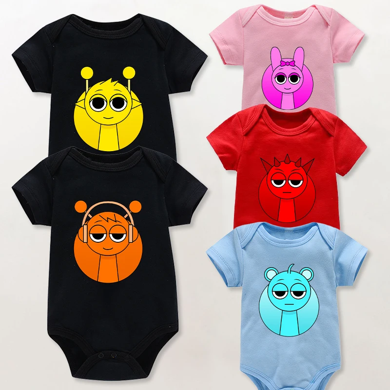 Sprunkis Boy Girl Baby Romper Cotton Newborn Jumpsuit Cute Anime Print 3-24M Infant T-shirt Safty Soft Bodysuit Kids Kawaii Gift