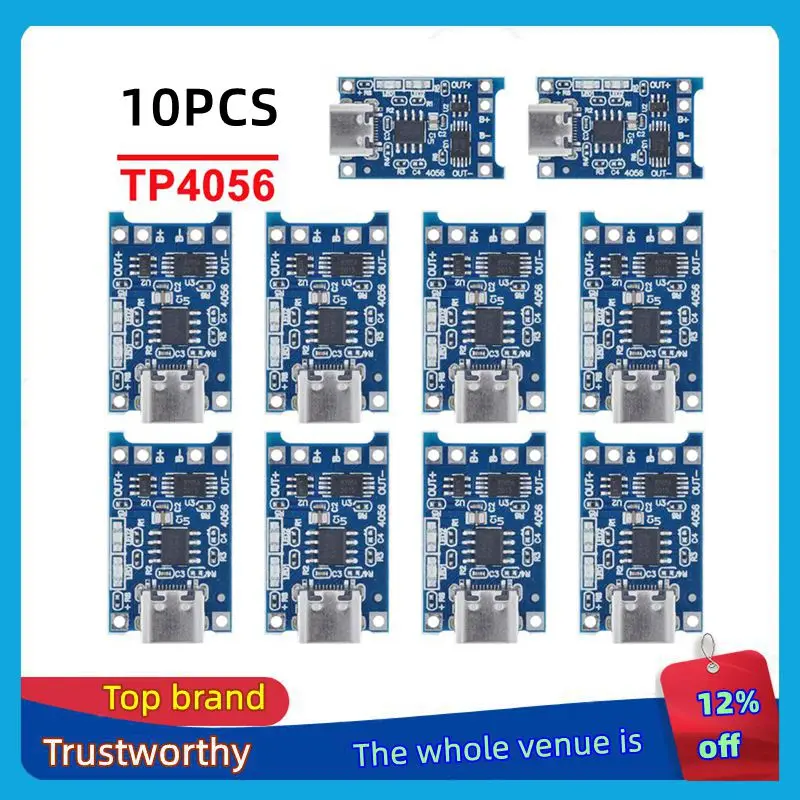 10 Uds 5V 1A 18650 TP4056 módulo de cargador de batería de litio placa de carga con protección funciones duales 1A Li-ion