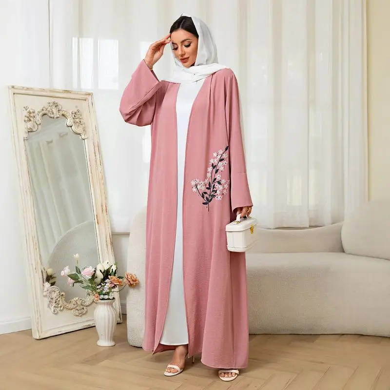 

Модный длинный открытый кардиган с вышивкой розового цвета, внешняя шило, этническая женская одежда, весенний сезон, Китай или...