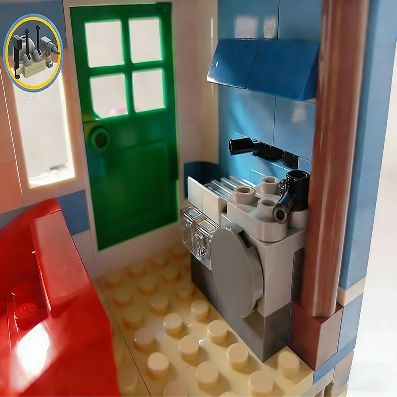 856 PCS 모듈식 건물 아파트 타워(전자제품 매장 포함) MOC 맞춤형 모듈식 빌딩 블록 DIY 소년용 휴일 장난감 선물