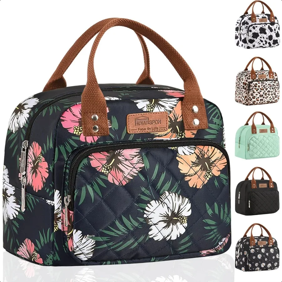 

HOMESPON Lunch Bag for Woman Man Adults with Front Pocket Insulated Lunch Tote Lunch Box Container for Work Picnic or TravelGre