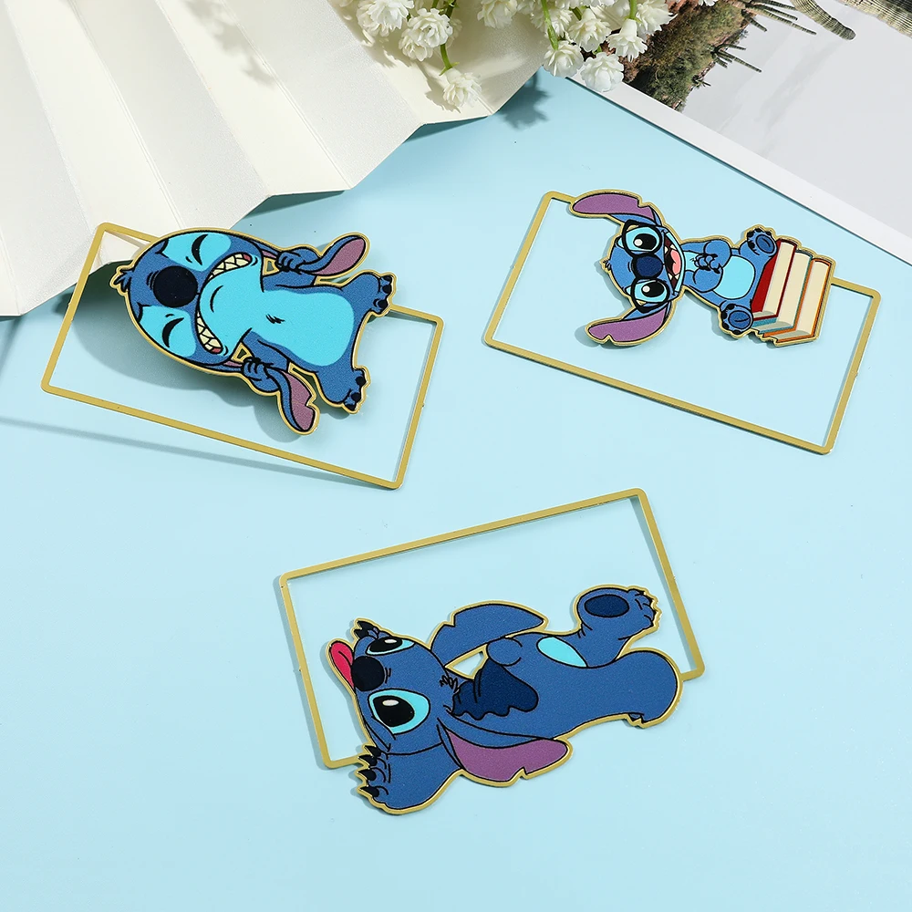 Cute Stitch Metal Bookmark Kawaii Cartoon Ohana Means Family Lilo & Stitch Bookmarks for Girls Boys Page Marker Tools Gifts