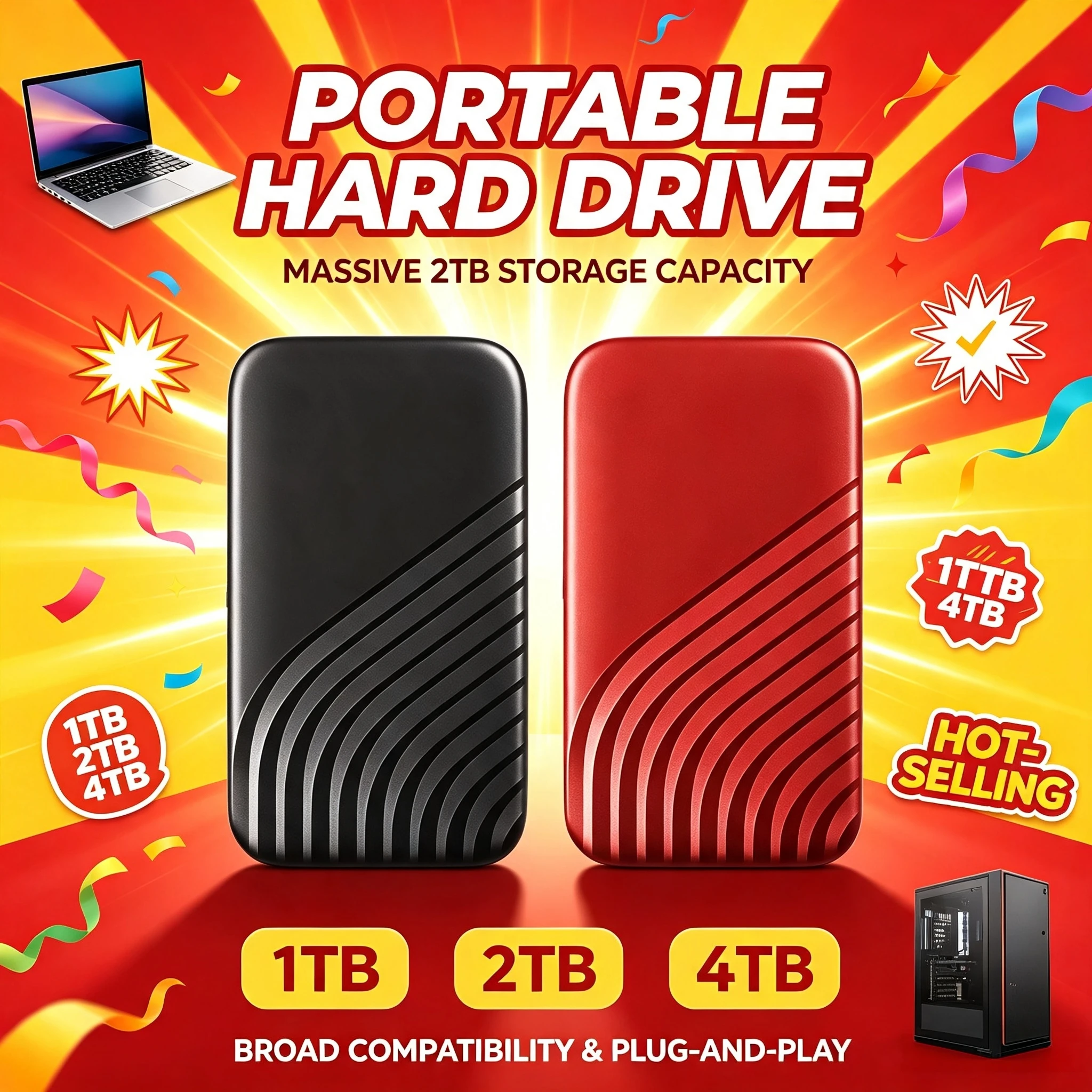 NEW External Portable Authentic 2TB SSD USB 31 Type C Quick Backup Hard Drive for Mac Laptop PC Phone Pro Max 4K Fast Storage