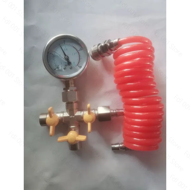 Four Way Pressure Test Valve, Tap Water, Geothermal and Underfloor Heating Pressure Gauge, Leak Detector with 4 Points