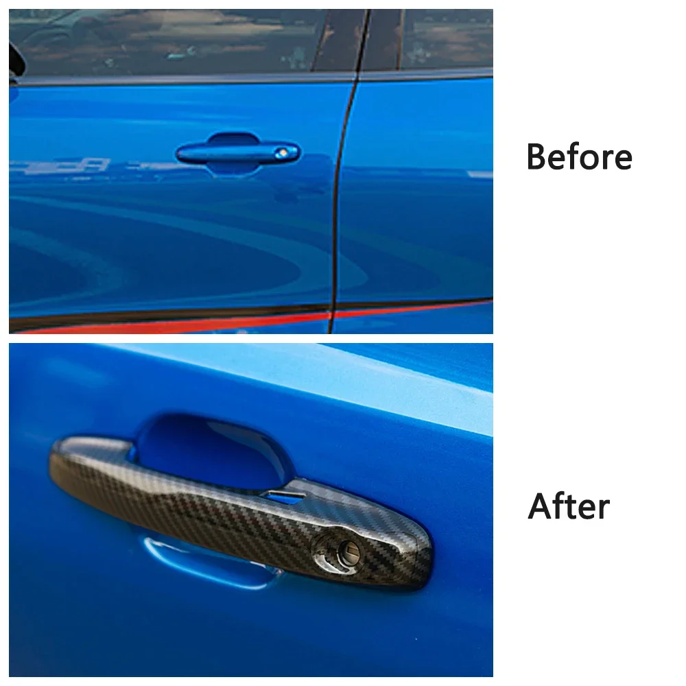 for Ford Focus MK4 2019-2024 Exterior Door Handles Cover Moulding Chrome Trim Frame Bezel Piano Black Carbon Fiber Decor Refit