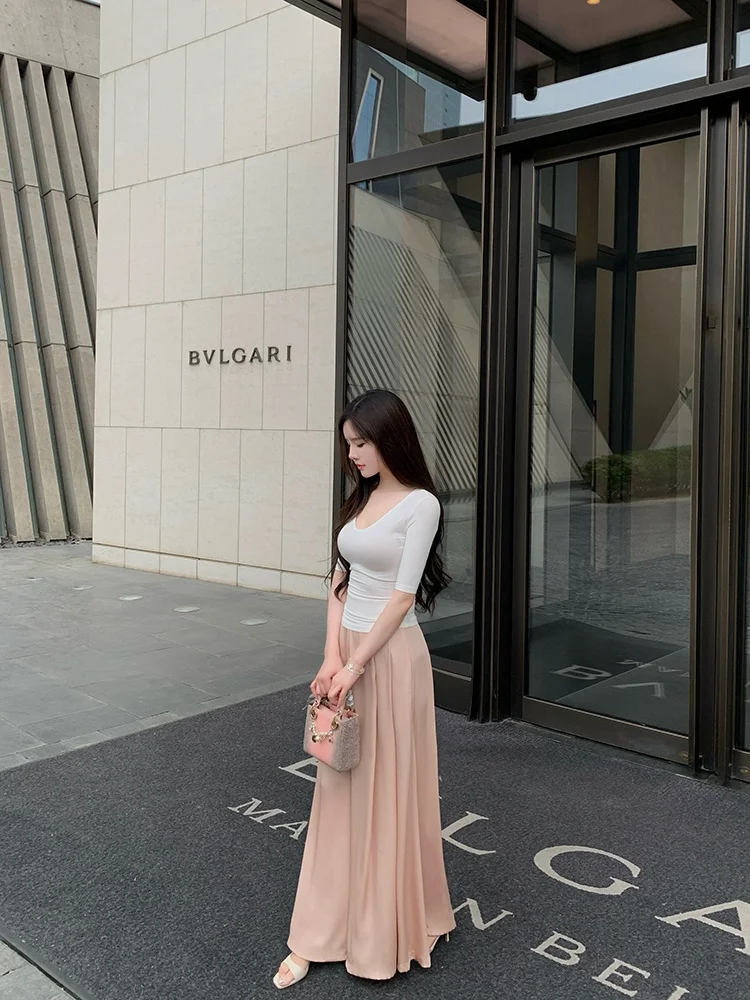 

the Swan Women's Ballet Pants Smooth Comfortable Matte Satin Casual Trousers Breathable High Waist Long Pants