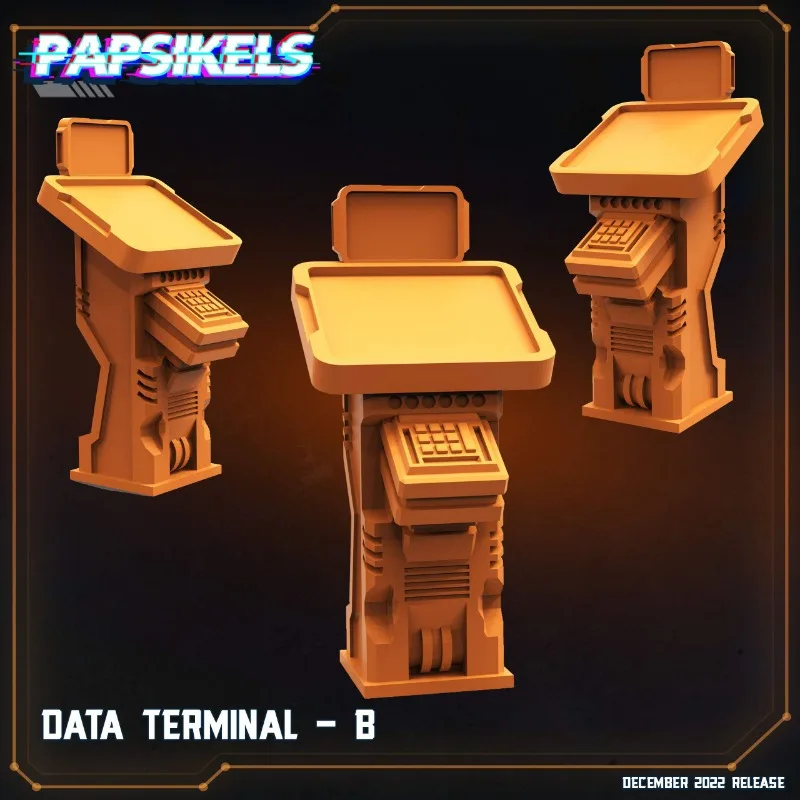 1 PC Papsikels Sci-Fi Data Terminal Miniature-สีส้มวาดด้วยมือเรซิ่นบทบาทเล่นอุปกรณ์เสริม, เหมาะสําหรับเกมตกแต่งห้องของขวัญ